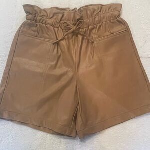 Kendall & Kylie High Waist faux leather Tan Shorts